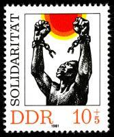 kpm DDR Briefmarke vo 1981 leider hat man sich an die propagierte Solidaritat nicht gehalten
