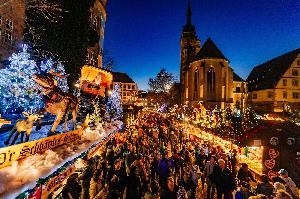 Stuttgarter Weihnachtsmarkt Schillerplatz Stiftskirche Foto Thomas Niedermueller